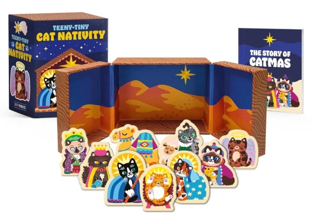 NIB Running Press Christmas Cat Nativity Desktop Catmas Cats Toy Gift Rp Minis